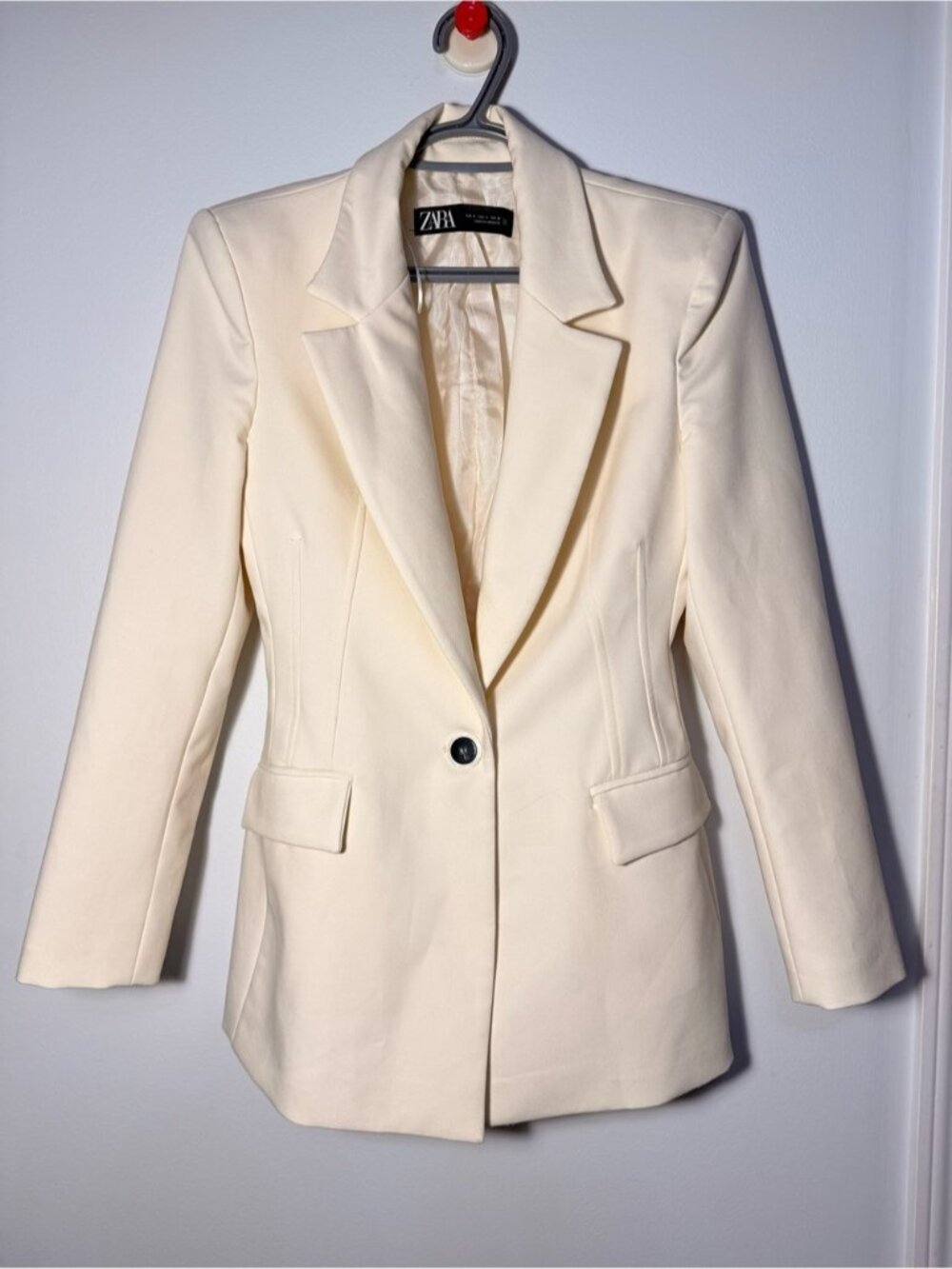 ZARA Off-White Single-Button Tailored Blazer size S - Picture 2 of 9